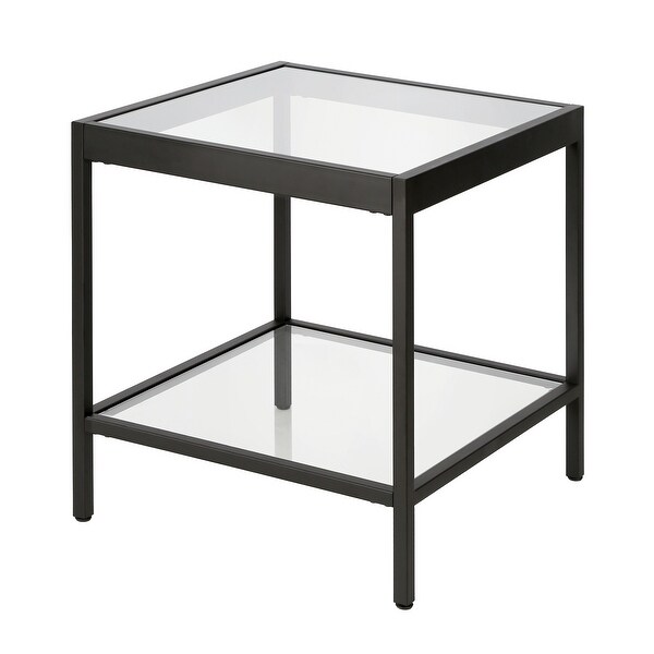 Alexis Modern Metal and Glass Square Side Table