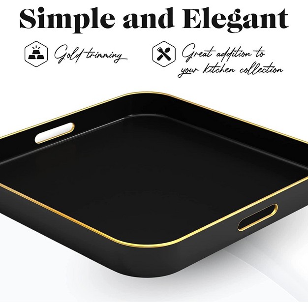 American Atelier Square Tray With Gold Trimming amp Handles