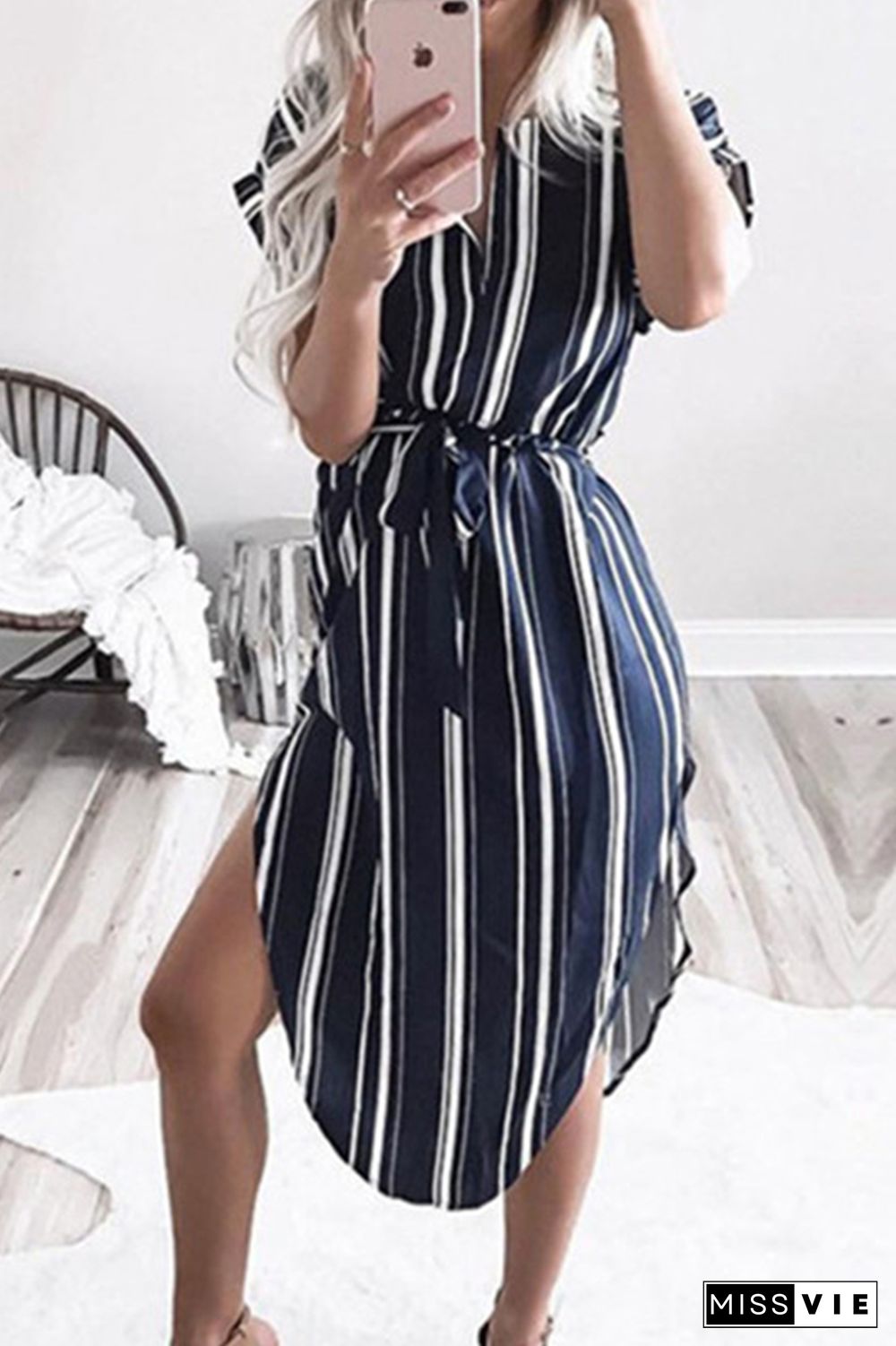 Casual Print Split Joint Irregular Dress Dresses