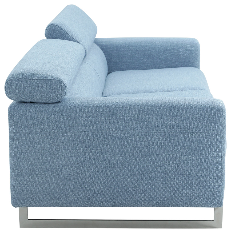 Pasargad Home Serena Modern Blue Sofa With Silver Leg   Contemporary   Sofas   by Kolibri Decor  Houzz