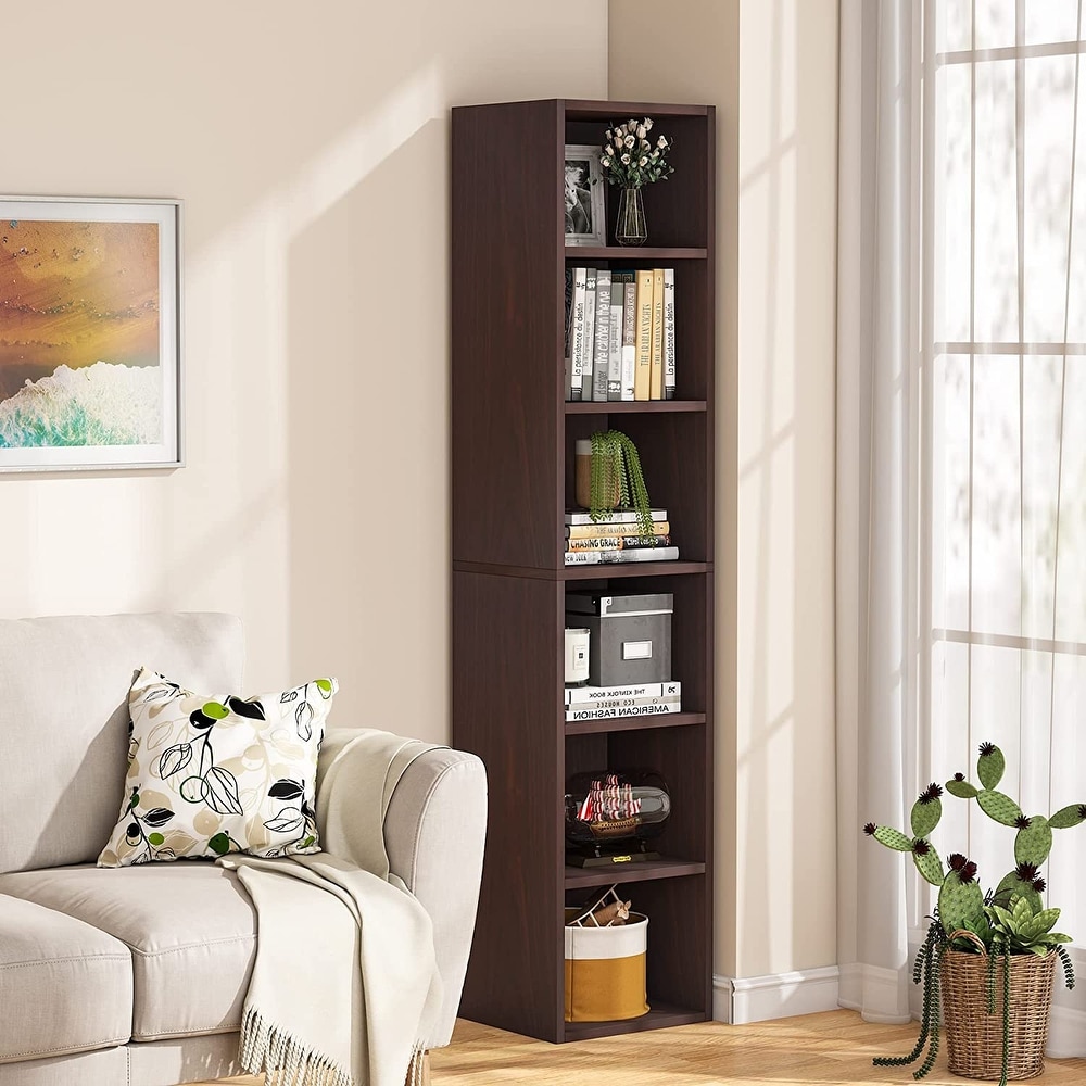 70.9 Inch Tall Narrow Bookcace  6 Tier Open Bookshelf