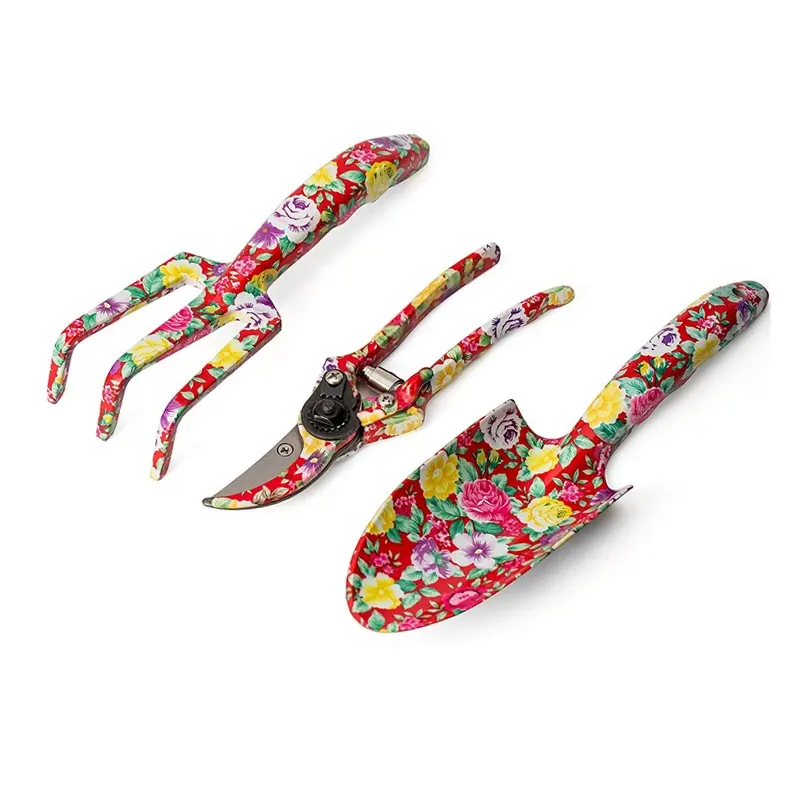 Hot Sell Customized Garden Tools Set of Hand Trowel Rake and Pruning Shears with Gift Box Package