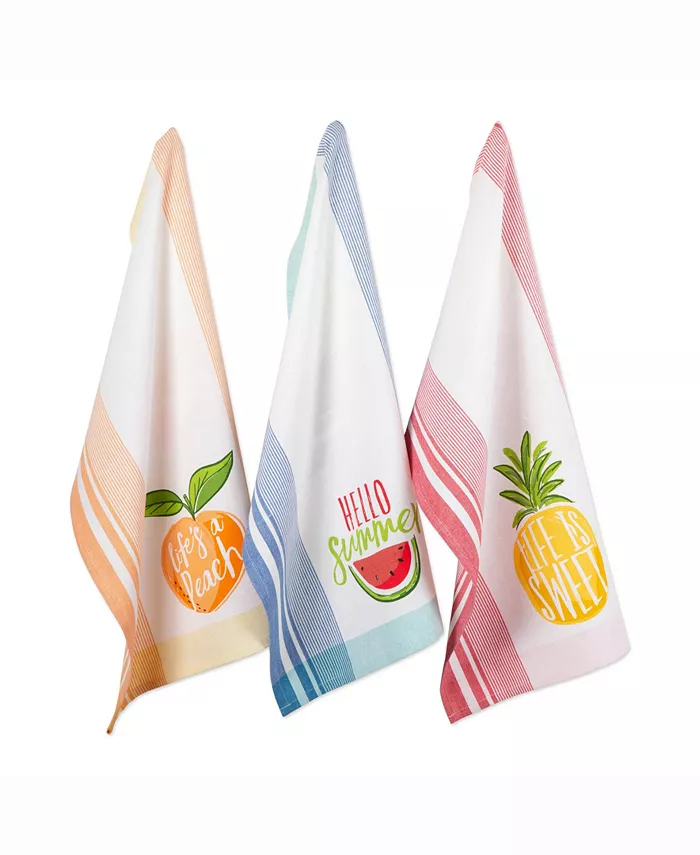 Design Imports Asset Hello Summer Print Dishtowel Set of 3