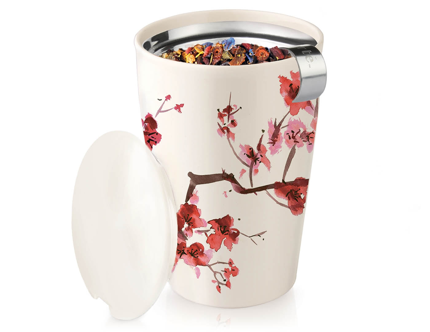 Sakura Steeping Cup with Infuser – Ceramic Tea Mug with Cherry Blossom Infuser for Elegant Brewing