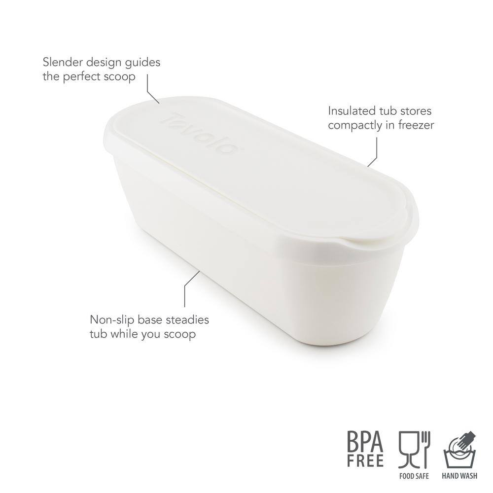 Tovolo Glide-A-Scoop Ice Cream Tub 2.5 Quart Insulated Airtight Reusable Container With Non-Slip Base White 81-18945