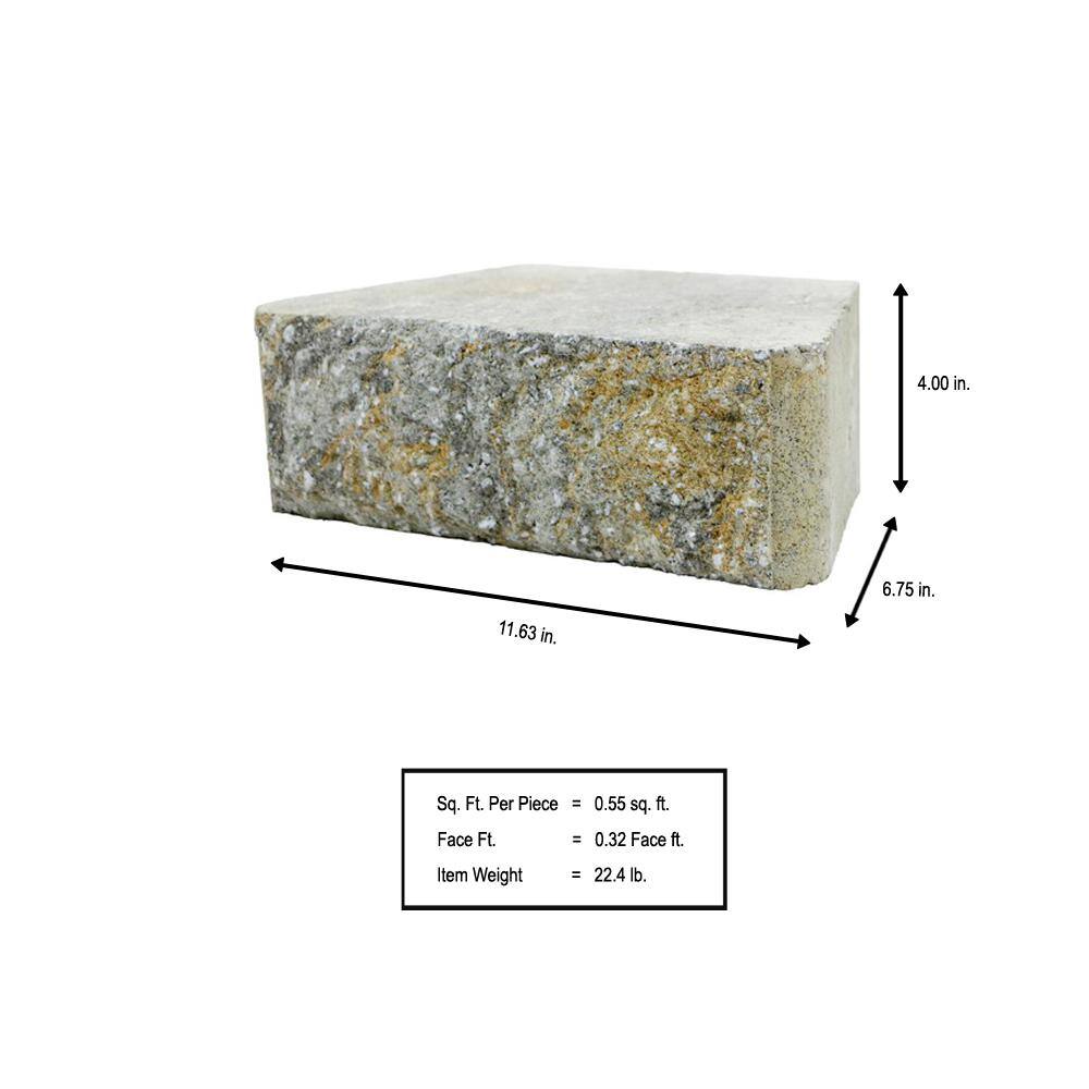 Pavestone RockWall Small 4 in. x 11.75 in. x 6.75 in. Yukon Concrete Retaining Wall Block 87550