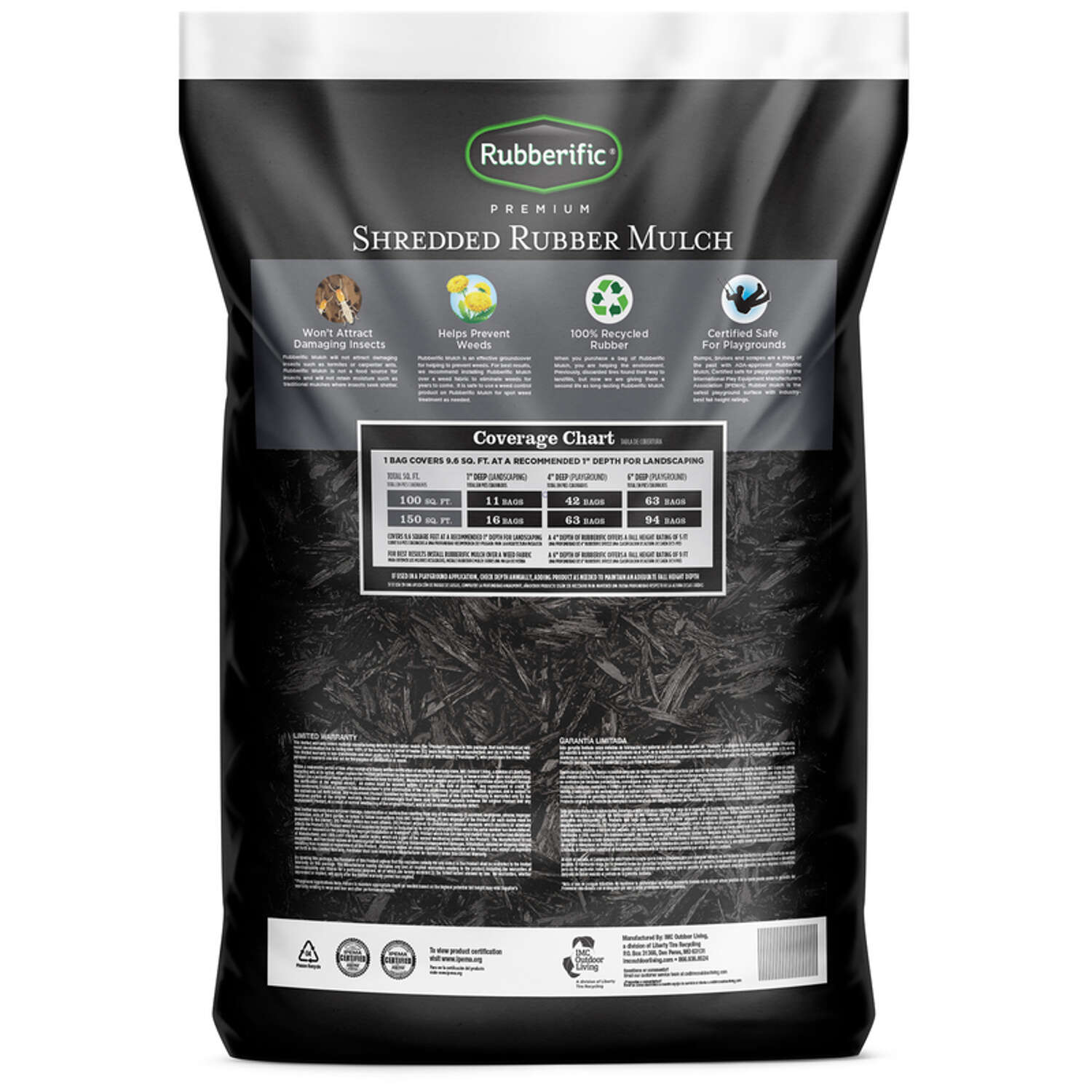 Rubberific Black Shredded Rubber Mulch 0.8 cu ft