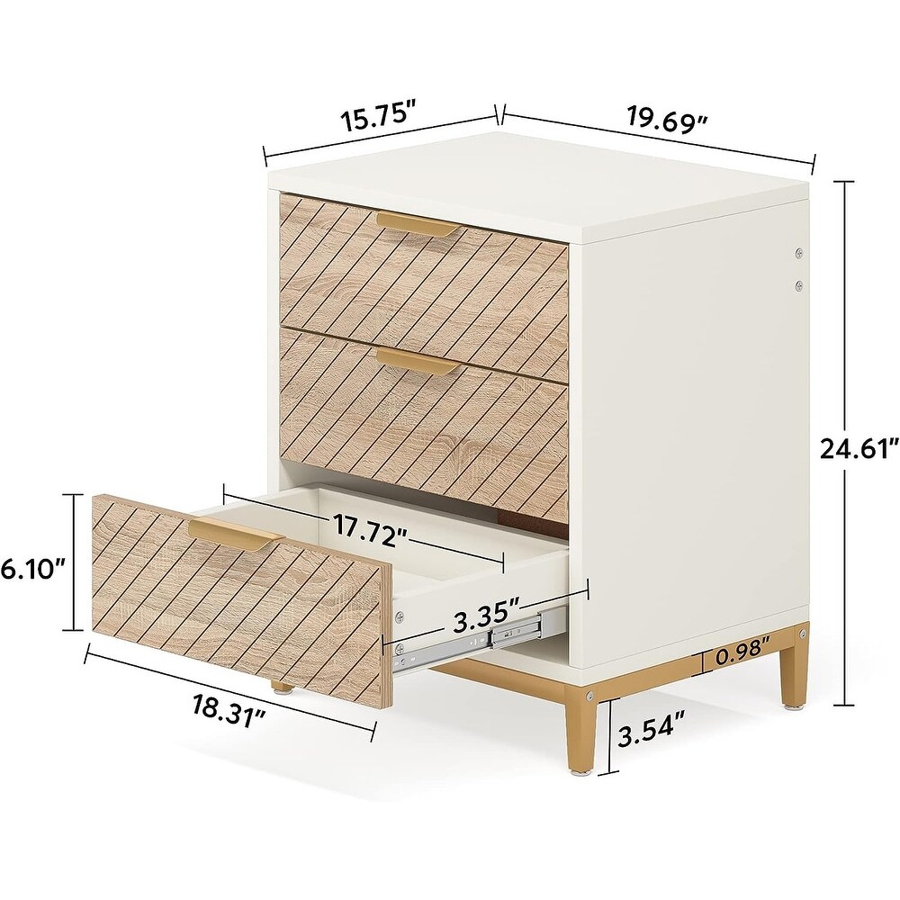 Night Stands for Bedrooms  Nightstands with 3 Drawers for Living Room