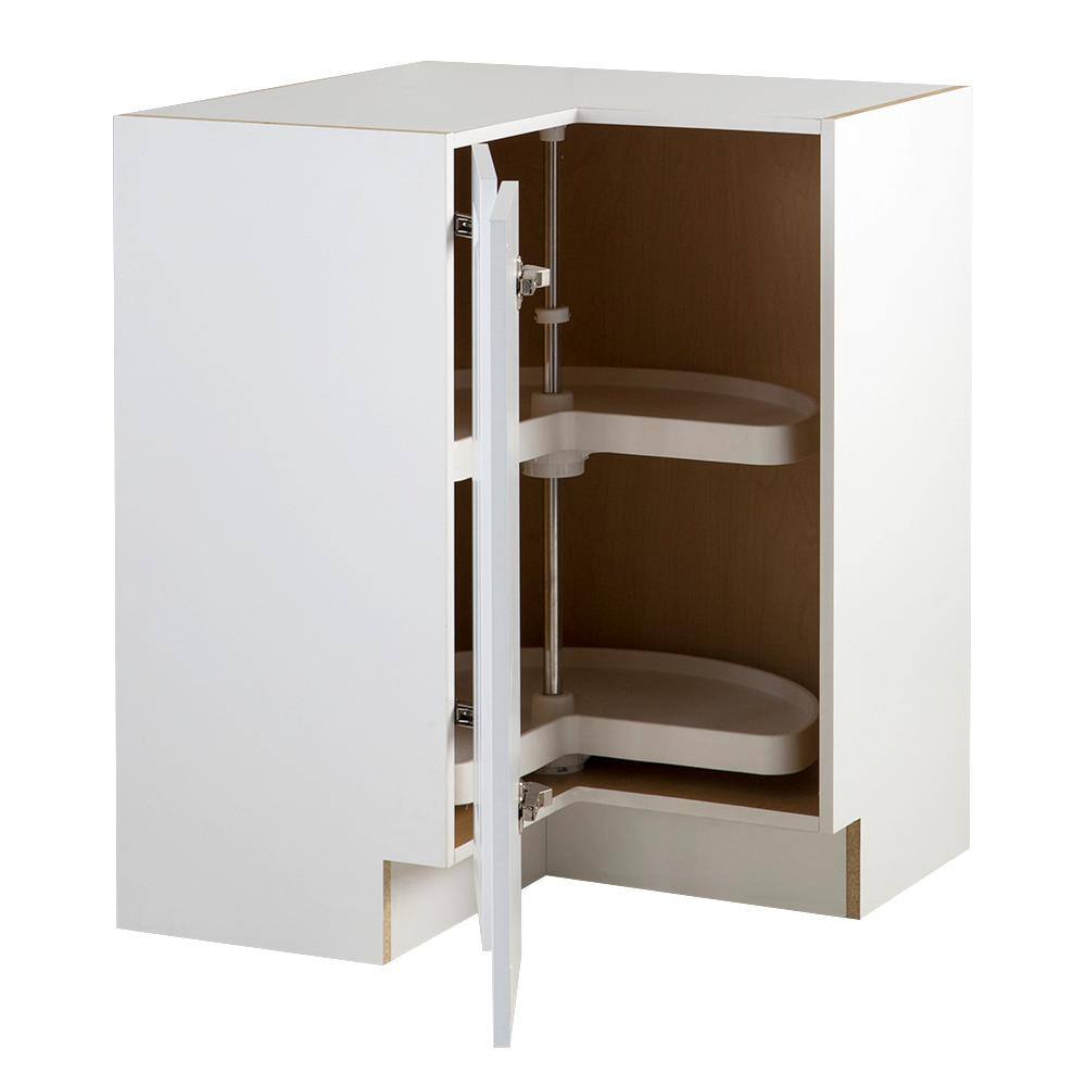 Hampton Bay Benton Assembled 27.6 in. x 27.6 in. x 34.5 in. Lazy Susan Corner Base Cabinet in White BT2835C-WH