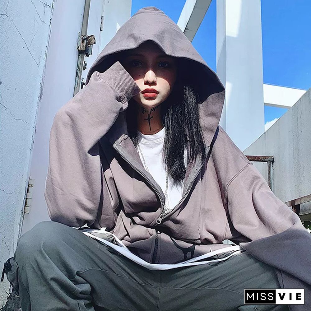 Autumn Gothic Vintage Print Hoodie Women Long Sleeve Lady Jacket Loose Casual Tracksuit Streetwear Hip Hop Mujer Coat New