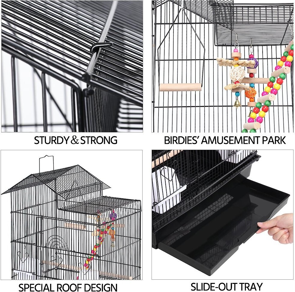 Yaheetech 39-in Parrot Bird Cage， Black， Large