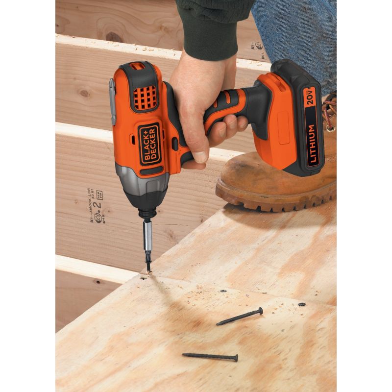 Blackamp Decker 20V MAX Lithium-Ion Cordless Impact Driver Kit 1 4 In. Hex