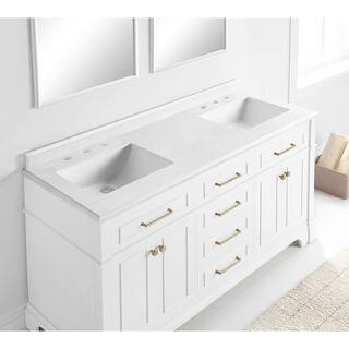 Home Decorators Collection Melpark 60 in. W x 22 in. D x 34.5 in. H Bath Vanity in White with White Cultured Marble Top Melpark 60W