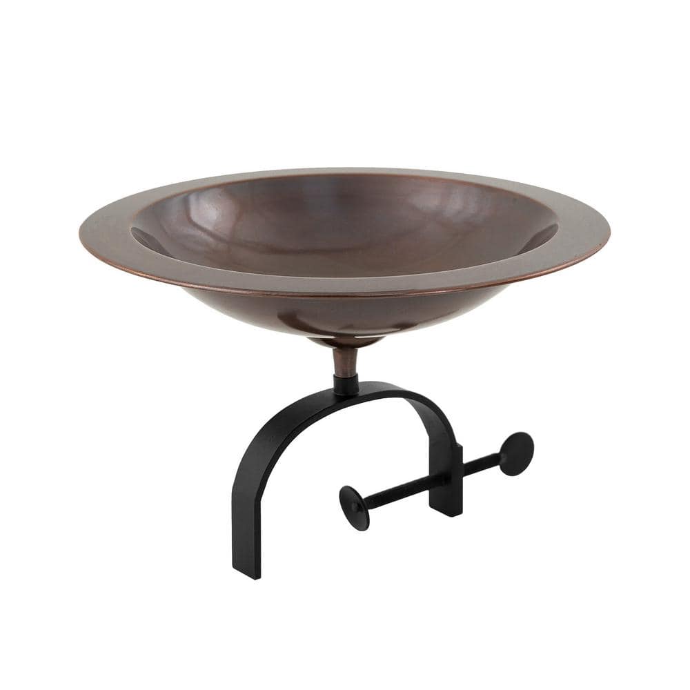 Achla Designs 14.75 in. W Antique Copper Classic II Birdbath with Over Rail Bracket BB-05-OR