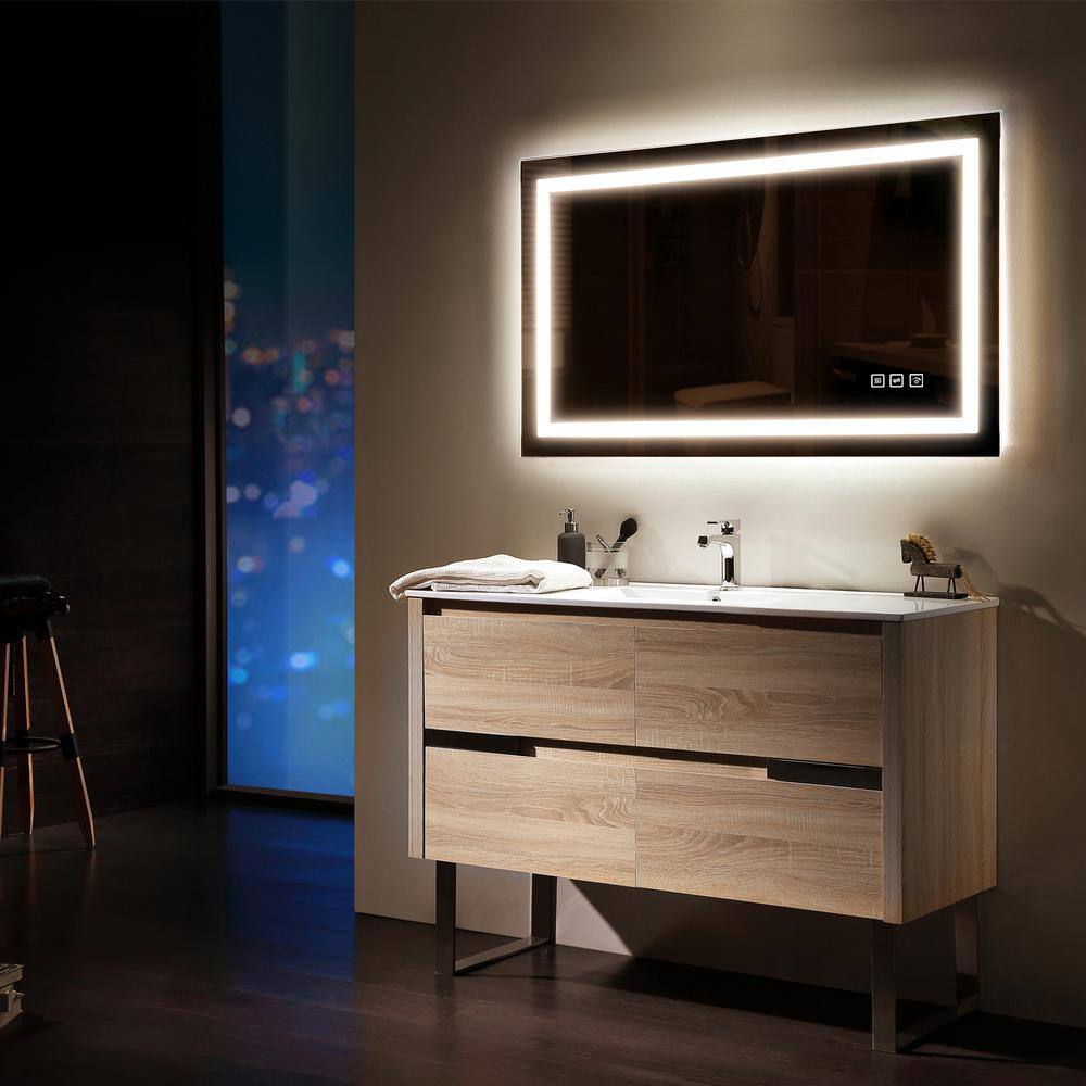 TOOLKISS Classic 40 in. W x 24 in. H Rectangular Frameless Anti-Fog LED Light Wall Bathroom Vanity Mirror Front Light TK19066