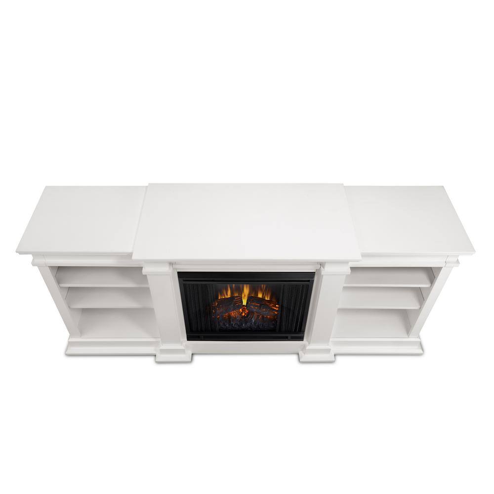 Real Flame Fresno 72 in. Media Console Electric Fireplace in White G1200E-W