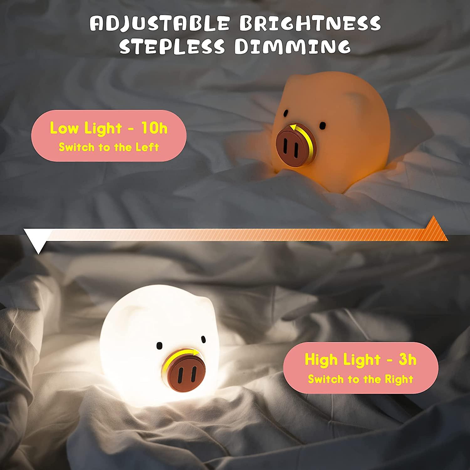 Cute Pig Night Light For Kids，silicone Cute Lamp For Nurserying Baby Girls， Rechargeable Squishy Lamp With Touch Sensor For Teen Toddler Children Gift