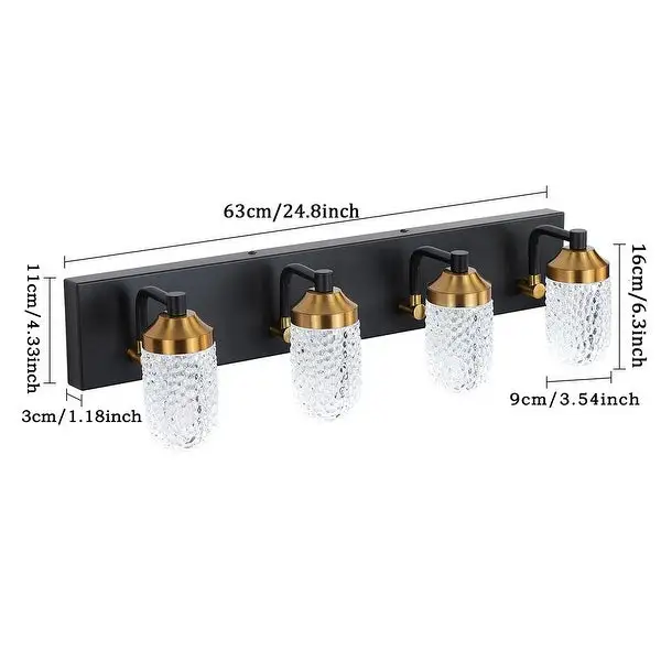 4-Lights Crystal Vanity Lights for Bathroom Wall Light Fixture