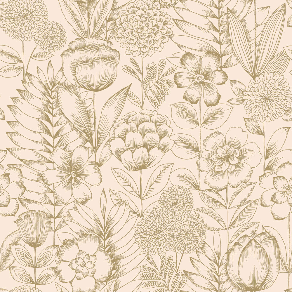 Sample Homestead Floral Vintage Gold Peel & Stick Wallpaper