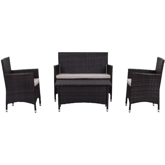 Figueroa 4 Piece Patio Outdoor Conversation Set Safavieh