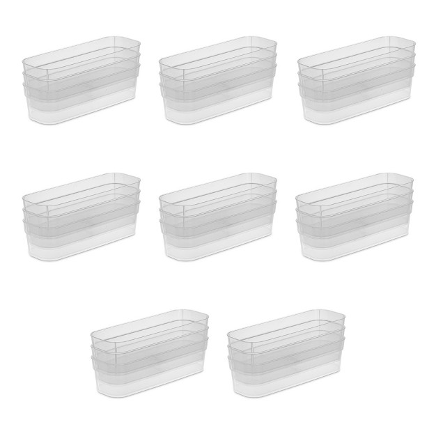 Sterilite Narrow Storage Trays With Sturdy Banded Rim And Textured Bottom For Desktop And Drawer Organizing