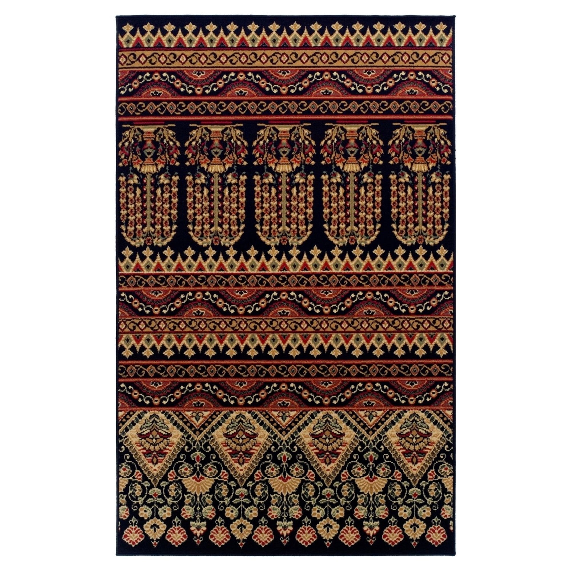 Superior Contemporary Geometric Abstract Floral Power-Loomed Indoor Area Rug, Black, 5' x 8'