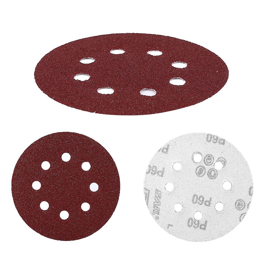 125mm Polishig Discs Red Sanding Discs 8 Hole Grit Sand Papers(60#)