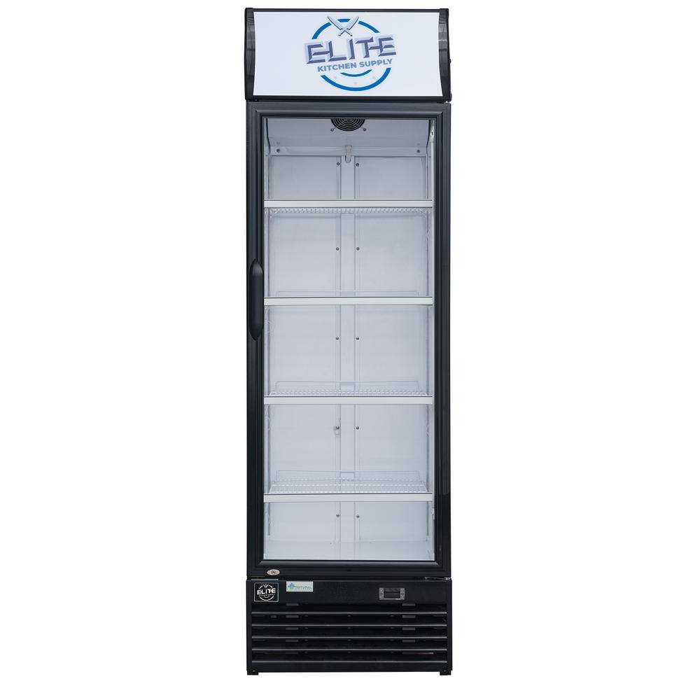 Elite Kitchen Supply 14.7 cu. ft. Commercial Display Cooler Refrigerator with Glass Door in Black EKS-ESM16R