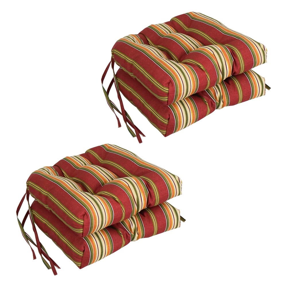 16 inch Rounded Back Tufted Indoor/Outdoor Chair Cushions (Set of 4)   16\