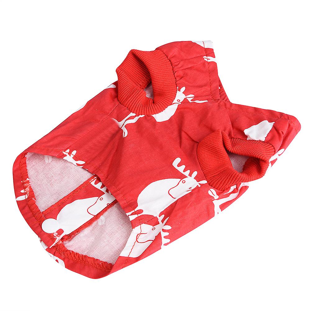 Pet Clothes Christmas Deer Red Vest Dog Sleeveless Shirt For Medium Small Dogs(s)