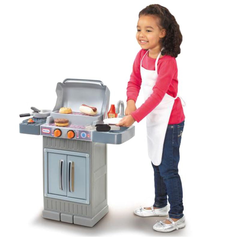 Little Tikes Cook 'n Grow BBQ Grill 8-Piece Pretend Play Kitchen Toys Playset, Gray, For Kids Toddlers Boys Girls Ages 2 3 4+