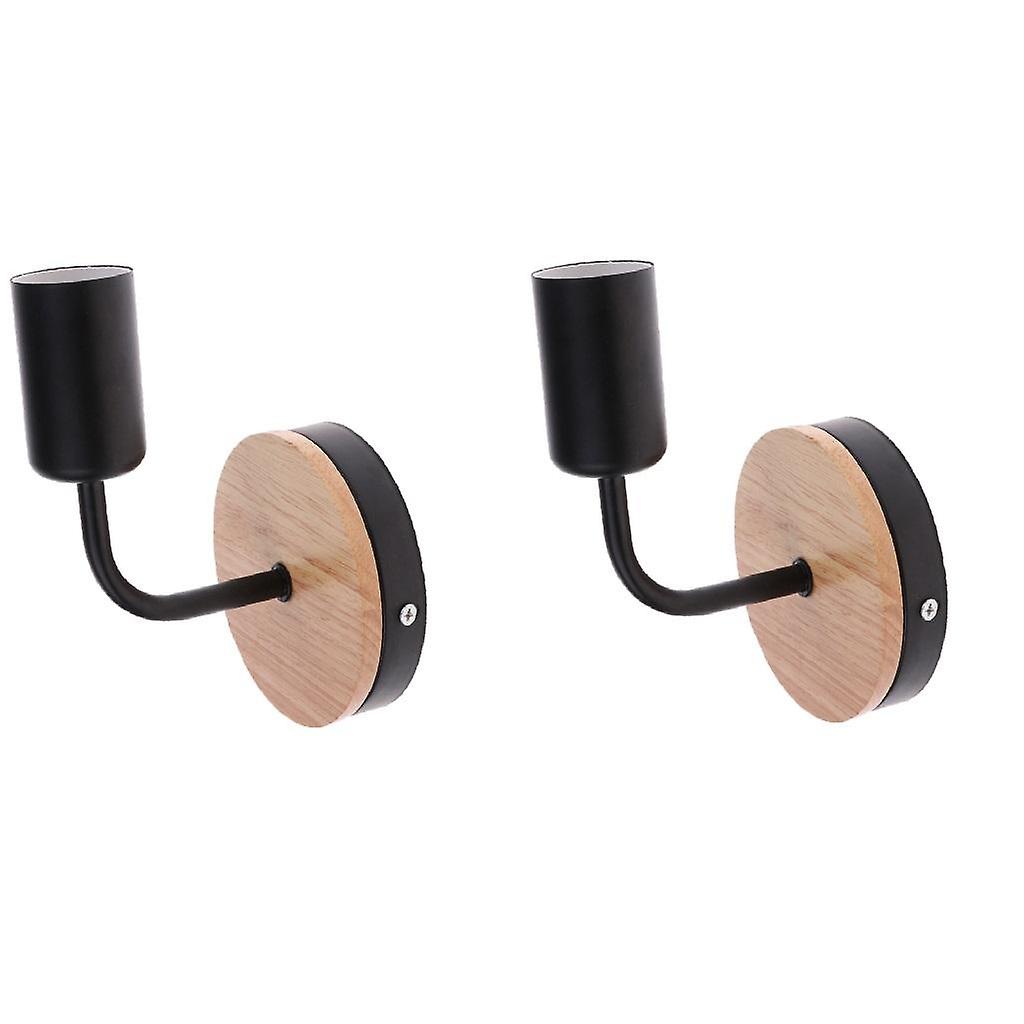 2pc Wall Light Sconce Plug-in E27 Base Modern Contemporary Style Down Lighting Wall Lamp Fixture With Wood Base For Bedroom， Closet