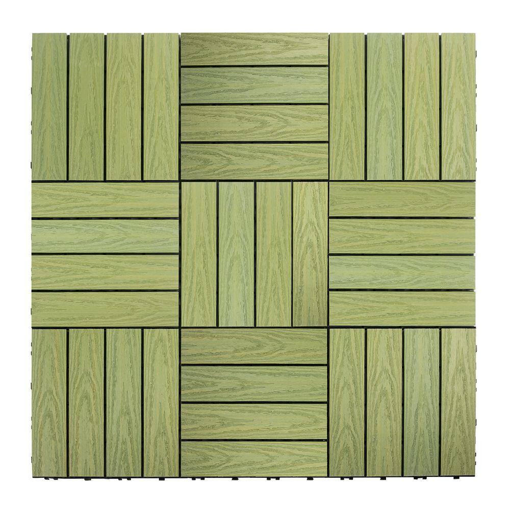 NewTechWood UltraShield Naturale 1 ft. x 1 ft. Quick Deck Outdoor Composite Deck Tile Sample in Irish Green US-QD-ZX-SG-S