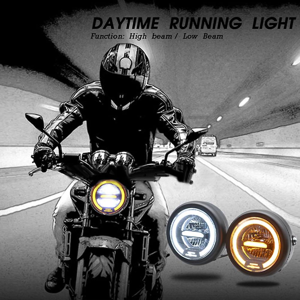 Led Motorcycle Light Retro Light Daytime Travel Aperture Headlight Suitable For Motorcycle Modification Yellow Light