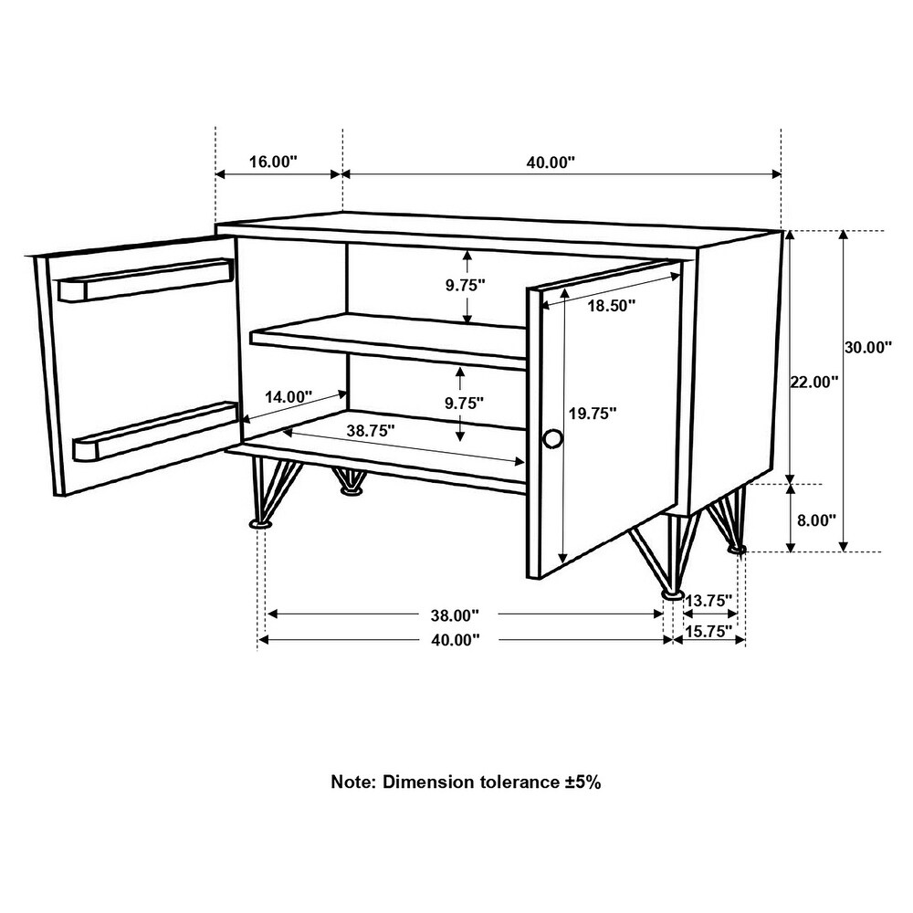 Coaster Furniture Eileen Rectangular 2 door Accent Cabinet Natural And White Washed   40.00'' x 16.00'' x 30.00''