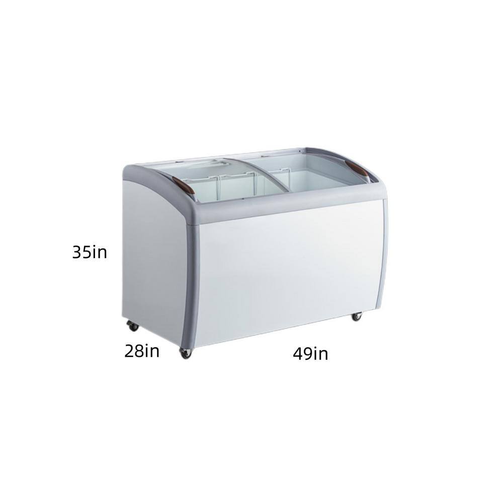 Cooler Depot 49 in. W 9.2 cu.ft. Manual Defrost Commercial Curved Glass Top Display Chest Freezer in White DXXXS-360YXL