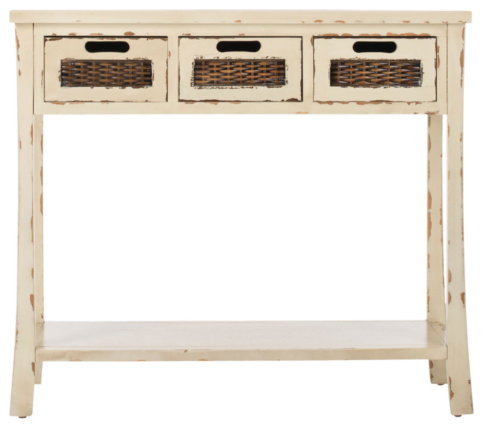 Mattie 3 Drawer Console Vintage Cream   Farmhouse   Console Tables   by V.S.D Furniture  Houzz