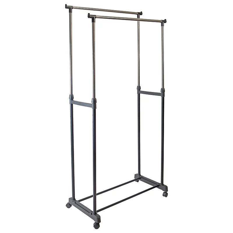 Simplify Double-Tier Adjustable Height Rolling Garment Rack