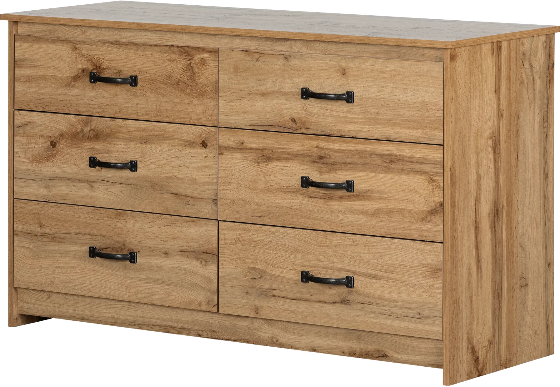 Tassio Light Oak 6 Drawer Double Dresser