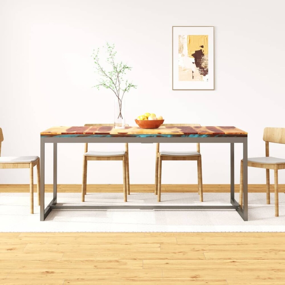 vidaXL Dining Table Solid Sheesham Wood and Steel 70.9\