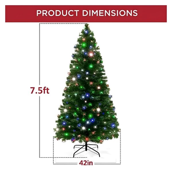 SUGIFT 7.5FT PreLit Artificial Christmas Tree with 400 LED Multicolor Lights，1405 PVC Branch