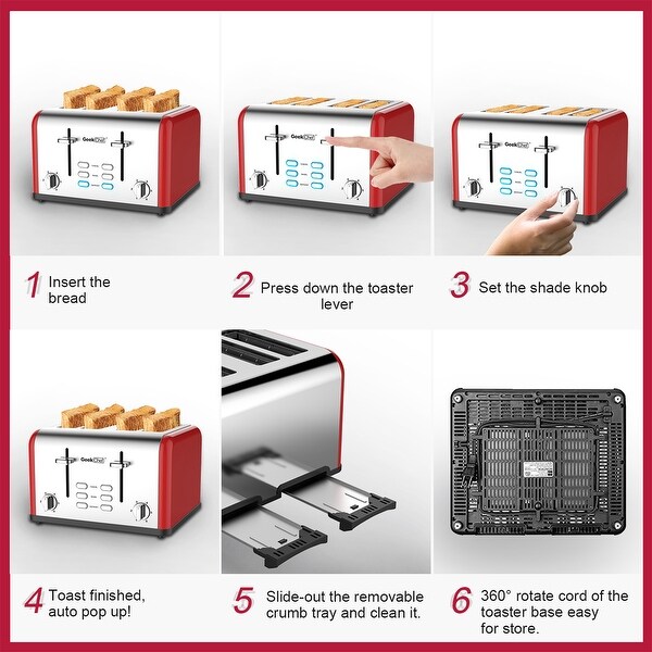 4-slice stainless steel toaster