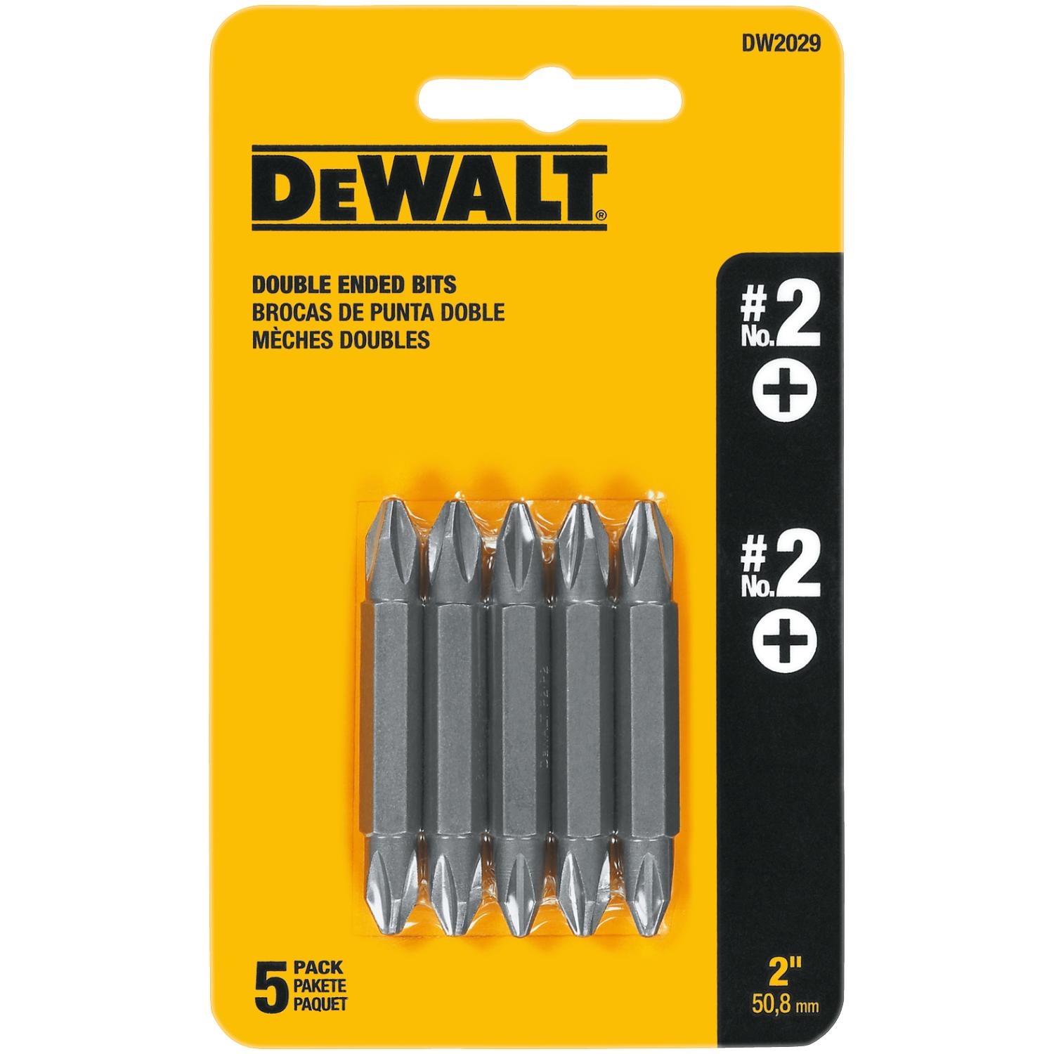 DW #2 X 2 in. L Power Screwdriver Bit Heat-Treated Steel 5 pc