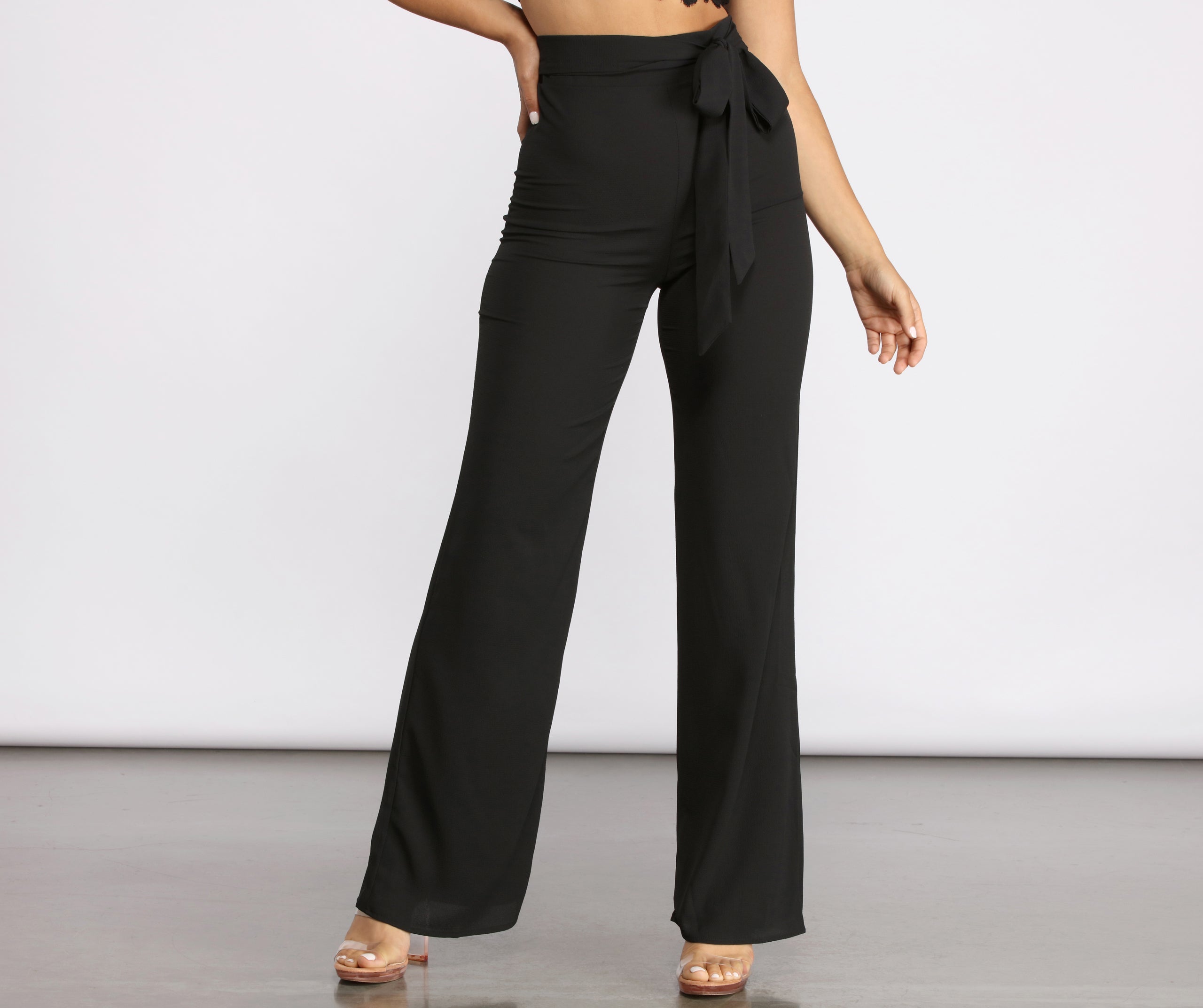 Tie Waist Wide Leg Pants