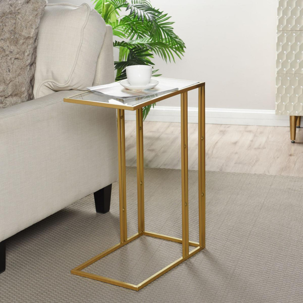 Antique Gold End or Side Table  Clear Glass   Contemporary   Side Tables And End Tables   by Lighting New York  Houzz