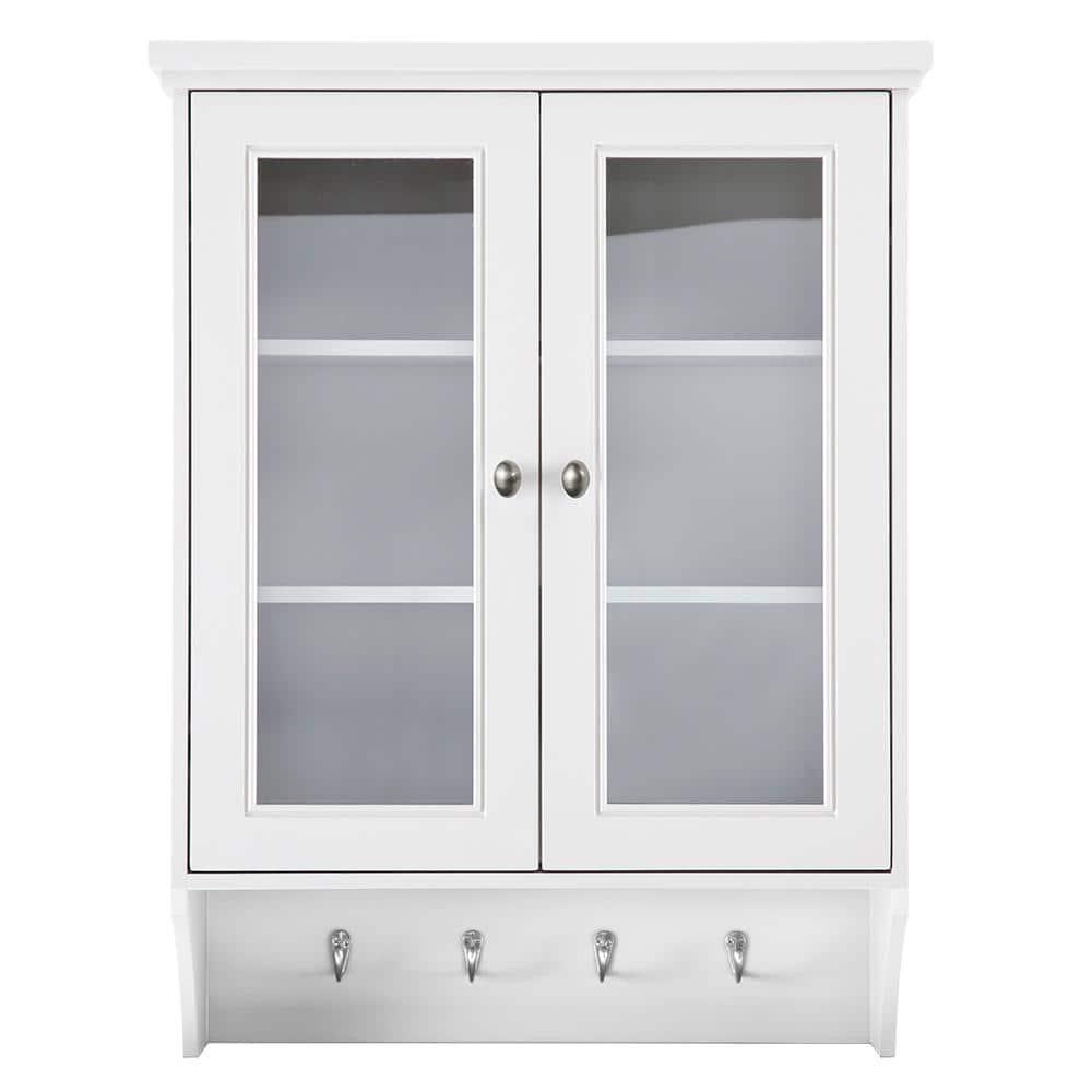 Home Decorators Collection Gazette 2312 in W x 31 in H x 712 in D Bathroom Storage Wall Cabinet with Glass Door in White