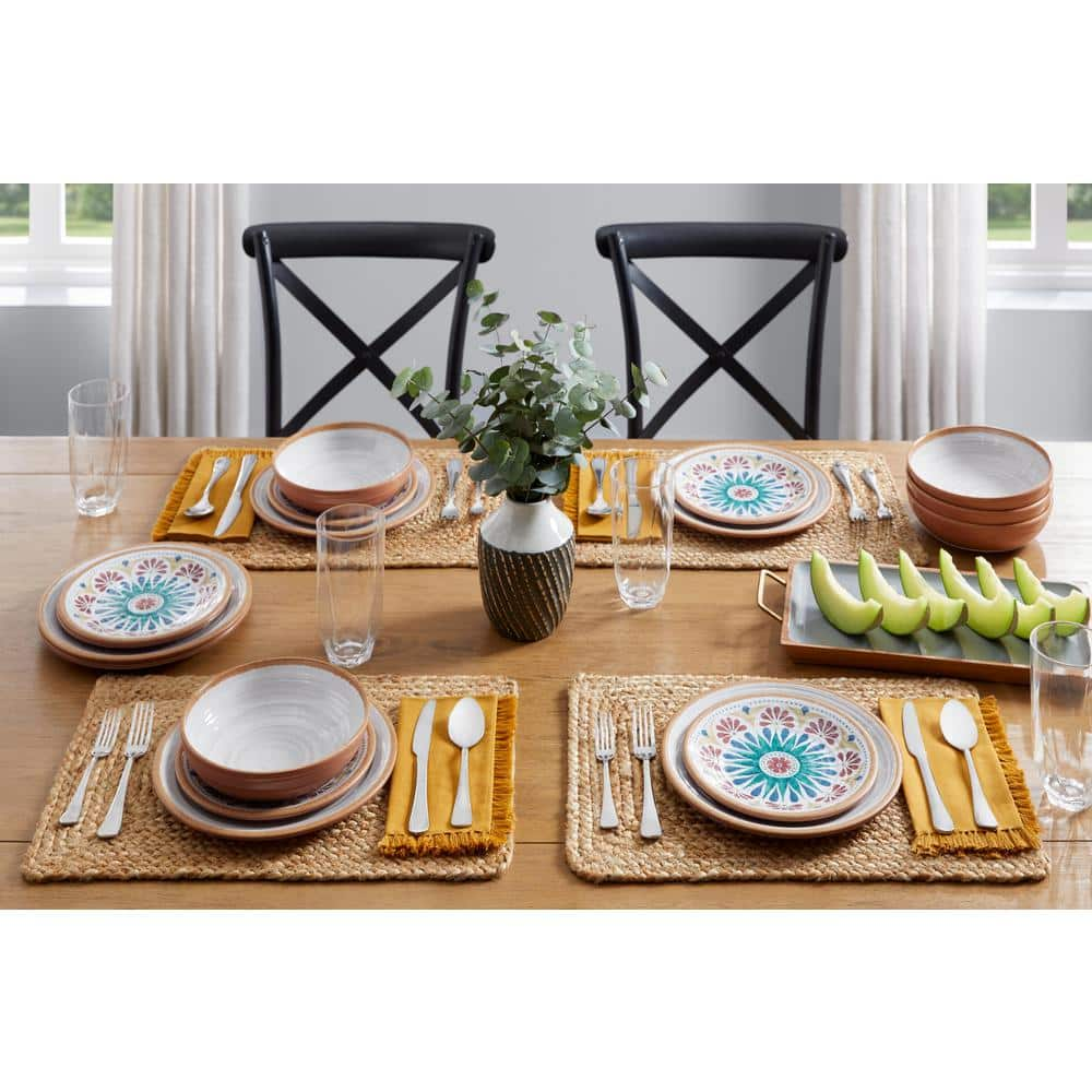 Home Decorators Collection Azria Melamine Dinnerware Set in Ivory (Service for 4) PAN1085MDSBI