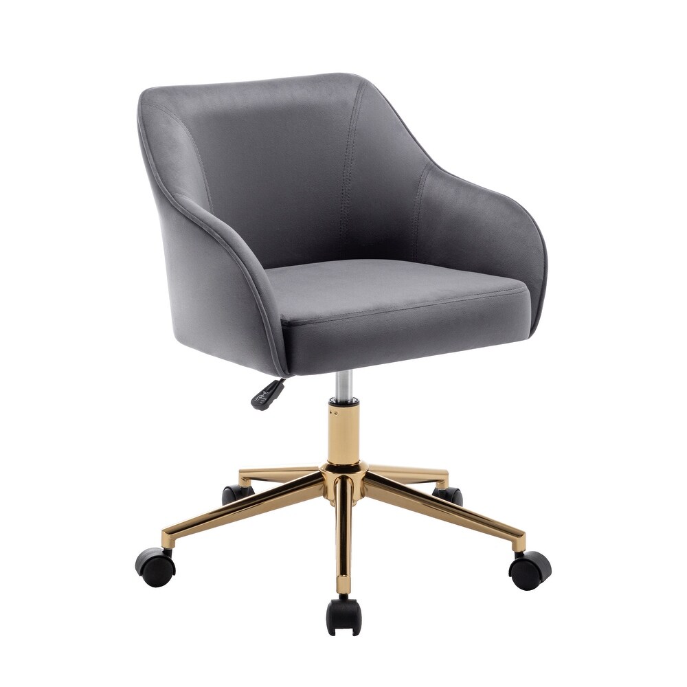 Porthos Home Raisa Velvet Office Chair with Gold Chrome Base