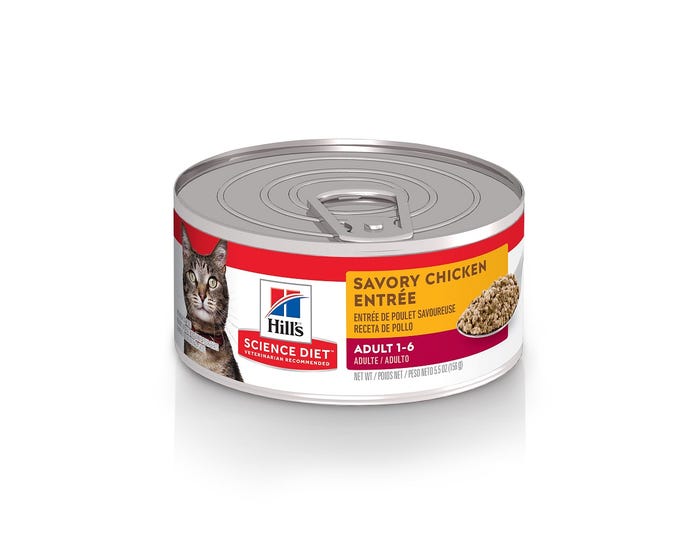 Hills® Science Diet® Feline Adult Savory Chicken Entrée Canned Cat Food， 5.5 oz.