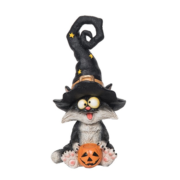 Gallerie Ii Cat With Black Hat Halloween Figure